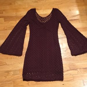 Free People Crocheted Bell-Sleeved Dress